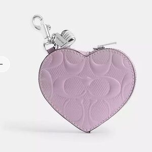 NEW Coach Purple Heart Bag Charm In Signature Leather -  Heart Charm